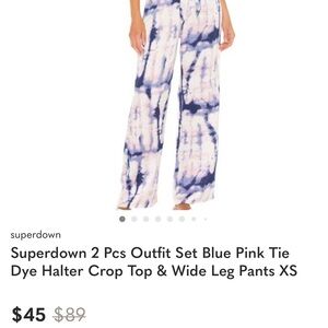 REVOLVE Blue and Pink Tie-Dye Wide Leg Pants